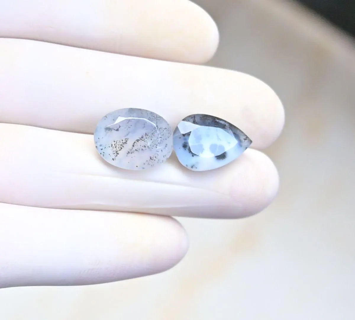 Natural Dendrite Opal Gemstone Faceted Cut Mix High Quality Loose Gemstones For Jewelry Making Wholesalegems 15-16 MM Size 2 Pcs SM25778