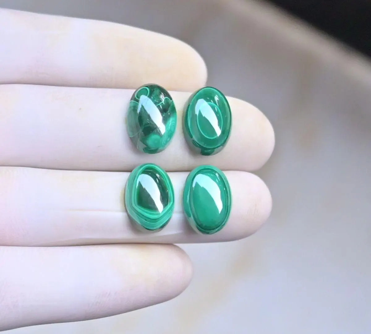 100% Natural Malachite Gemstone Smooth Oval Shape Cabochon Loose Gemstones For Jewelry Making Wholesalegems 14x10 MM Size 4 Pcs SM25782