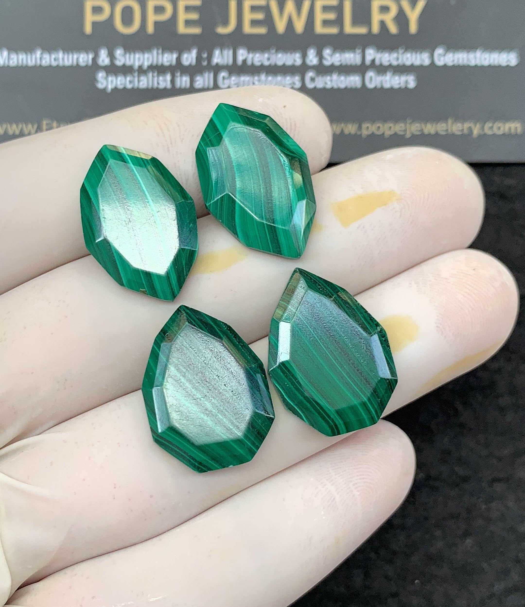 100% Natural Malachite Gemstone Step Cut Pear Shape Cabochon Loose Gemstones For Jewelry Making Wholesalegems 19-20 MM Size 2 Pair SM25789