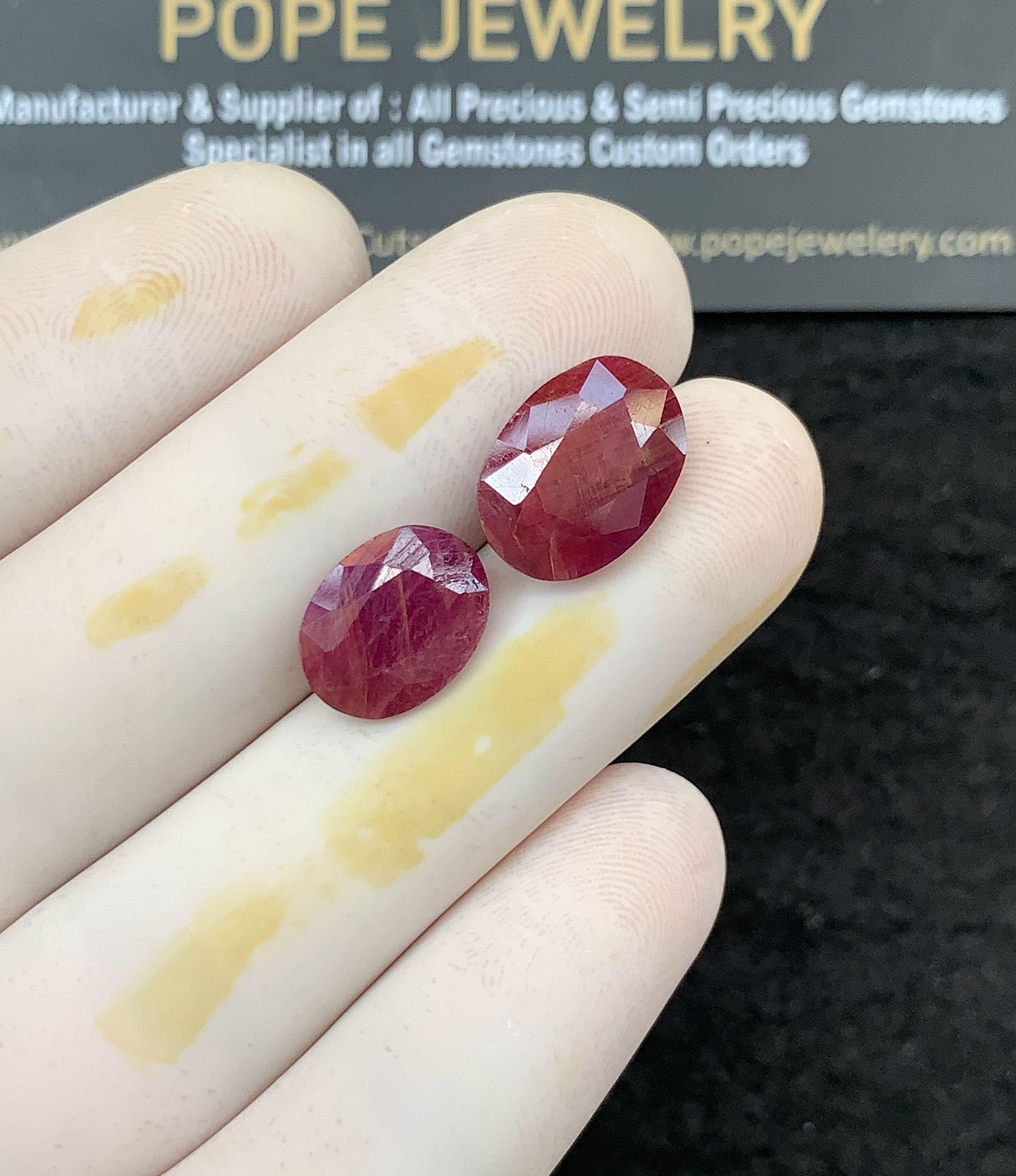 100% Natural Ruby Gemstone Faceted Cut Oval Shape High Quality Loose Gemstones For Jewelry Making Wholesalegems 11-13 MM Size 2 Pcs SM25797