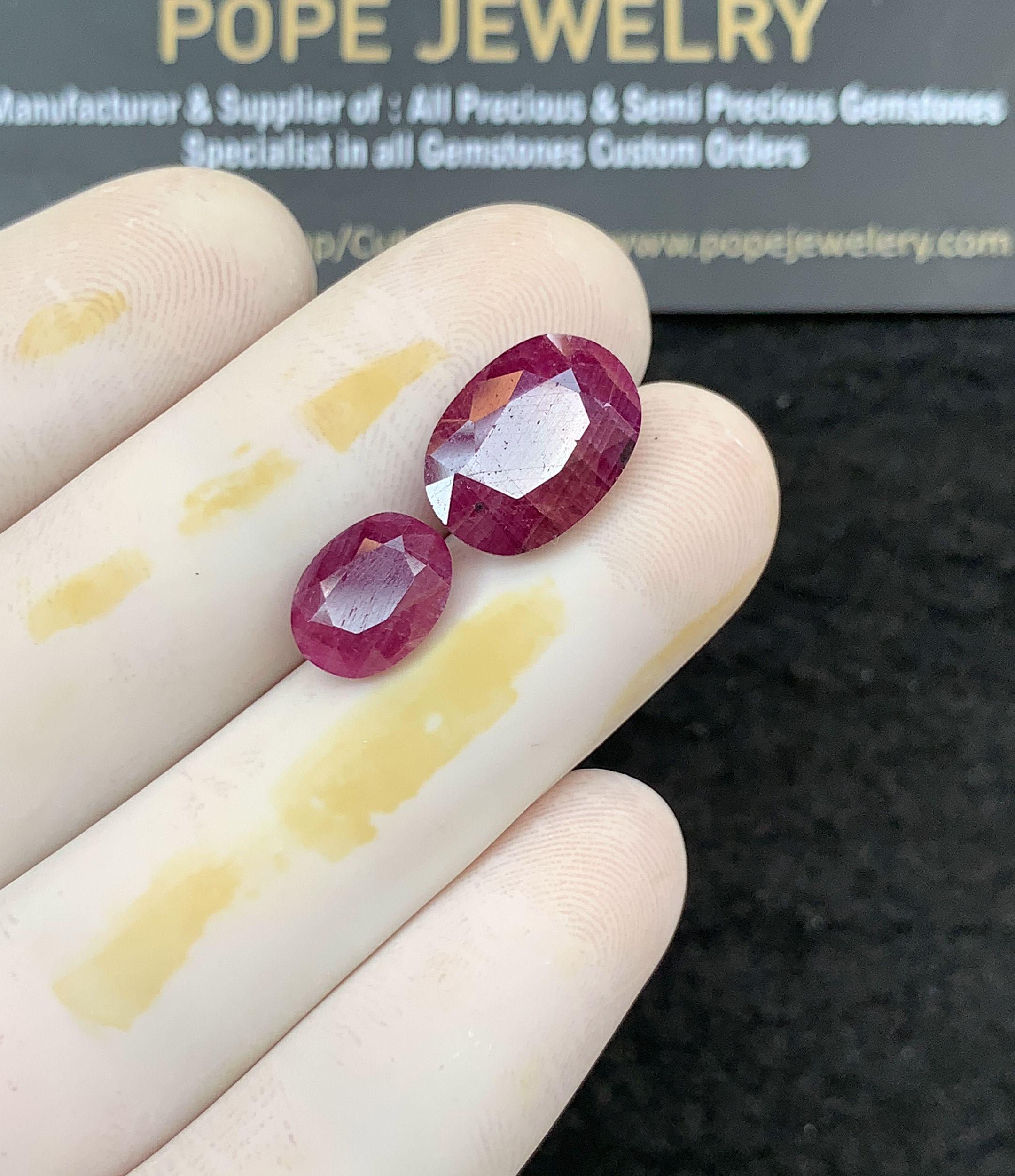 100% Natural Ruby Gemstone Faceted Cut Oval Shape High Quality Loose Gemstones For Jewelry Making Wholesalegems 10-13 MM Size 2 Pcs SM25800