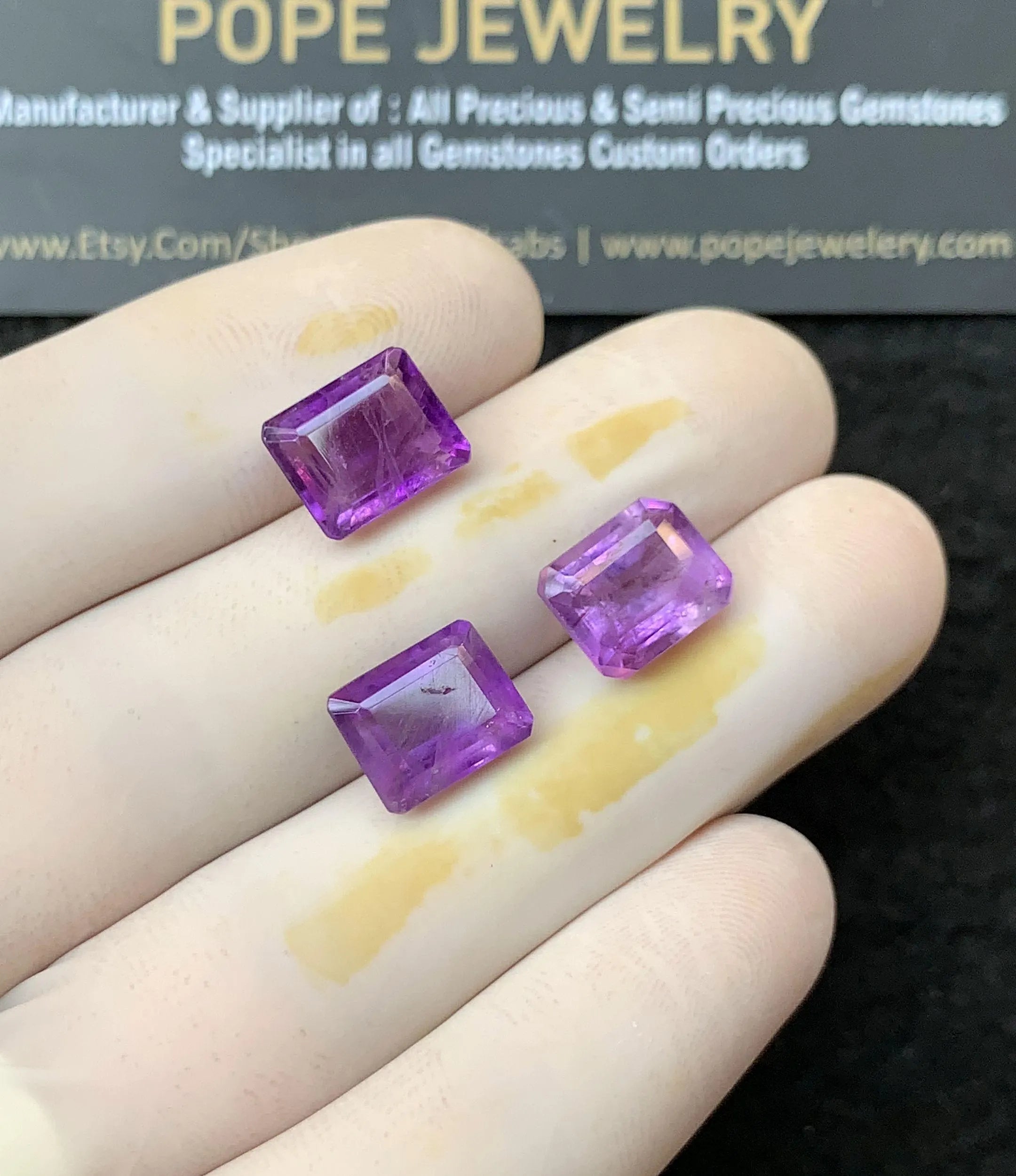 Natural Amethyst Gemstone Faceted Cut Rectangle High Quality Loose Gemstones For Jewelry Making Wholesalegems 10x8 MM Size 3 Pcs SM25802