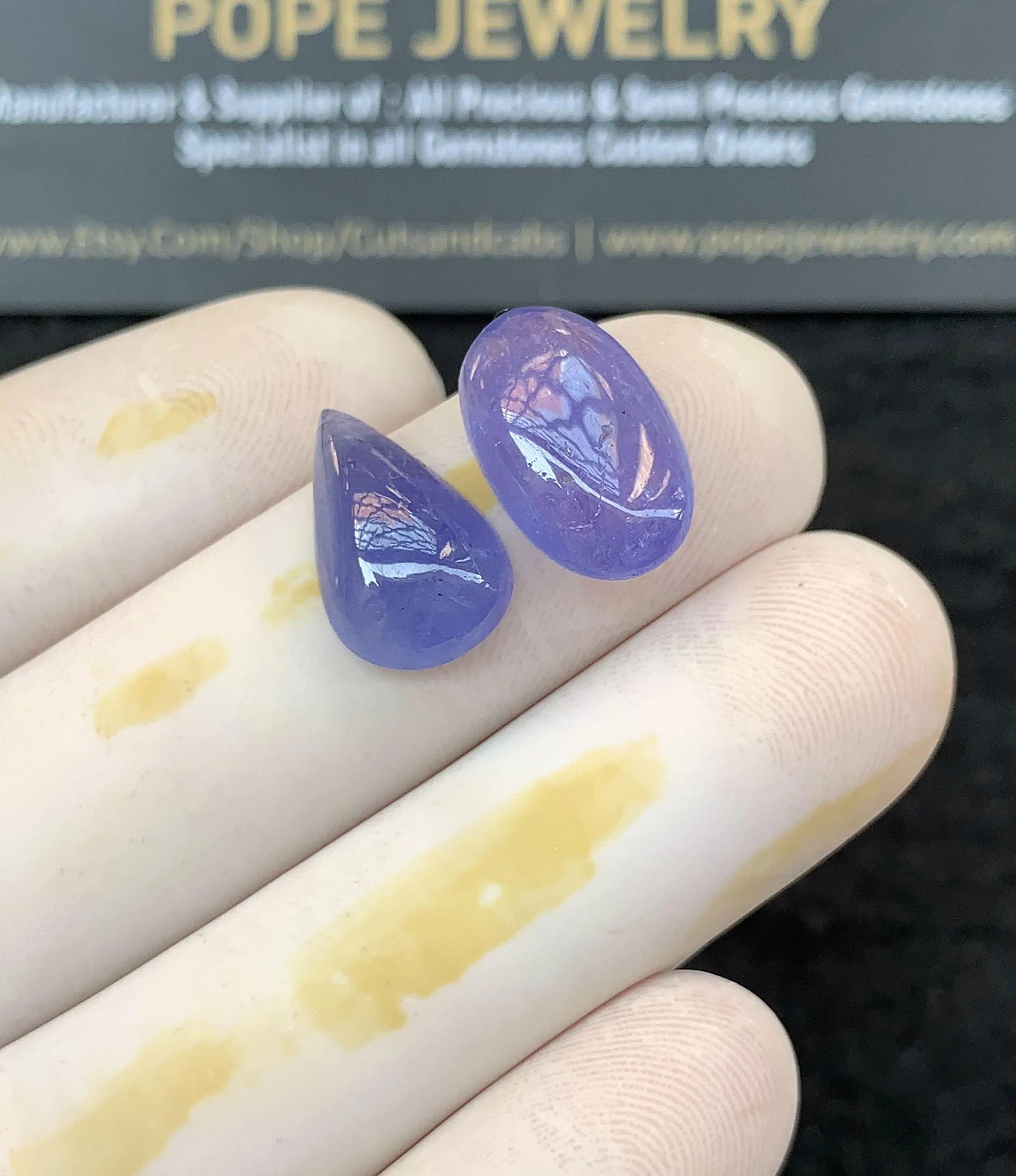 Natural Tanzanite Gemstone Smooth Mix Cabochon High Quality Loose Gemstones For Jewelry Making Wholesalegems 14-15 MM Size 2 Pcs SM25805
