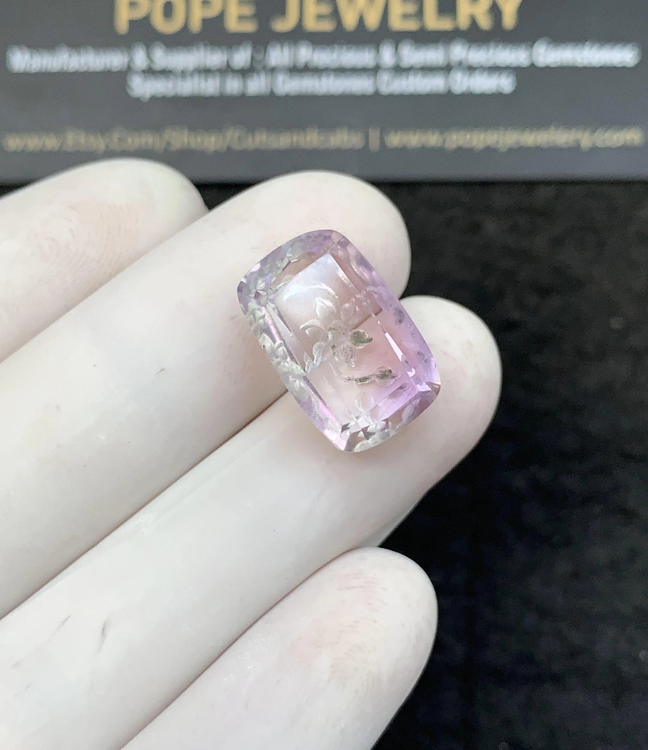 Natural Ametrine Gemstone Hand Carved Rectangle Shape Cabochon Loose Gemstones For Jewelry Making Wholesalegems 17x11x5 MM Size SM25811