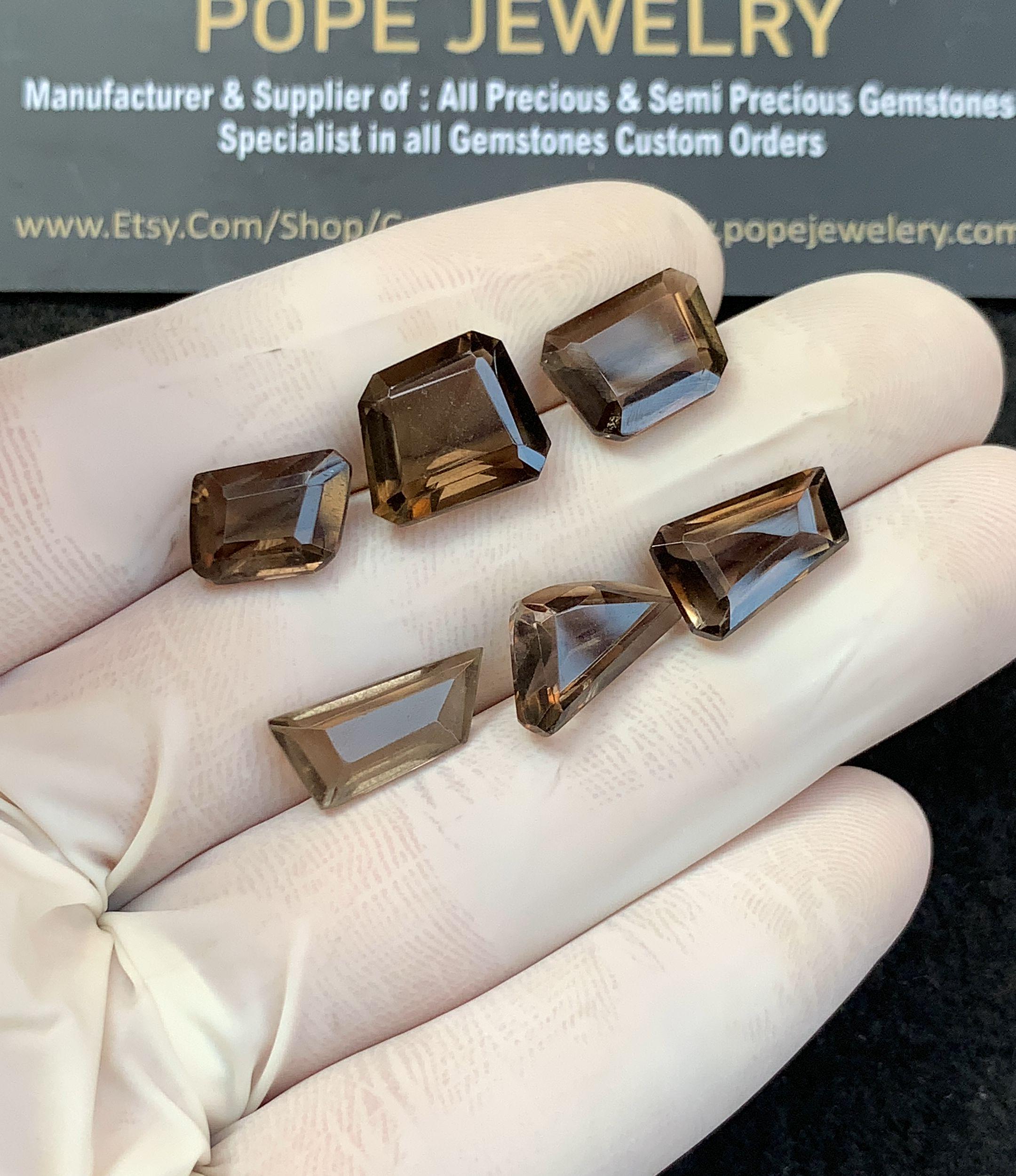 Natural Smoky Quartz Gemstone Faceted Cut Fancy Shape Loose Gemstone Jewelry Supply Wholesalegems 10-14 MM Size 6 Pcs SM25841