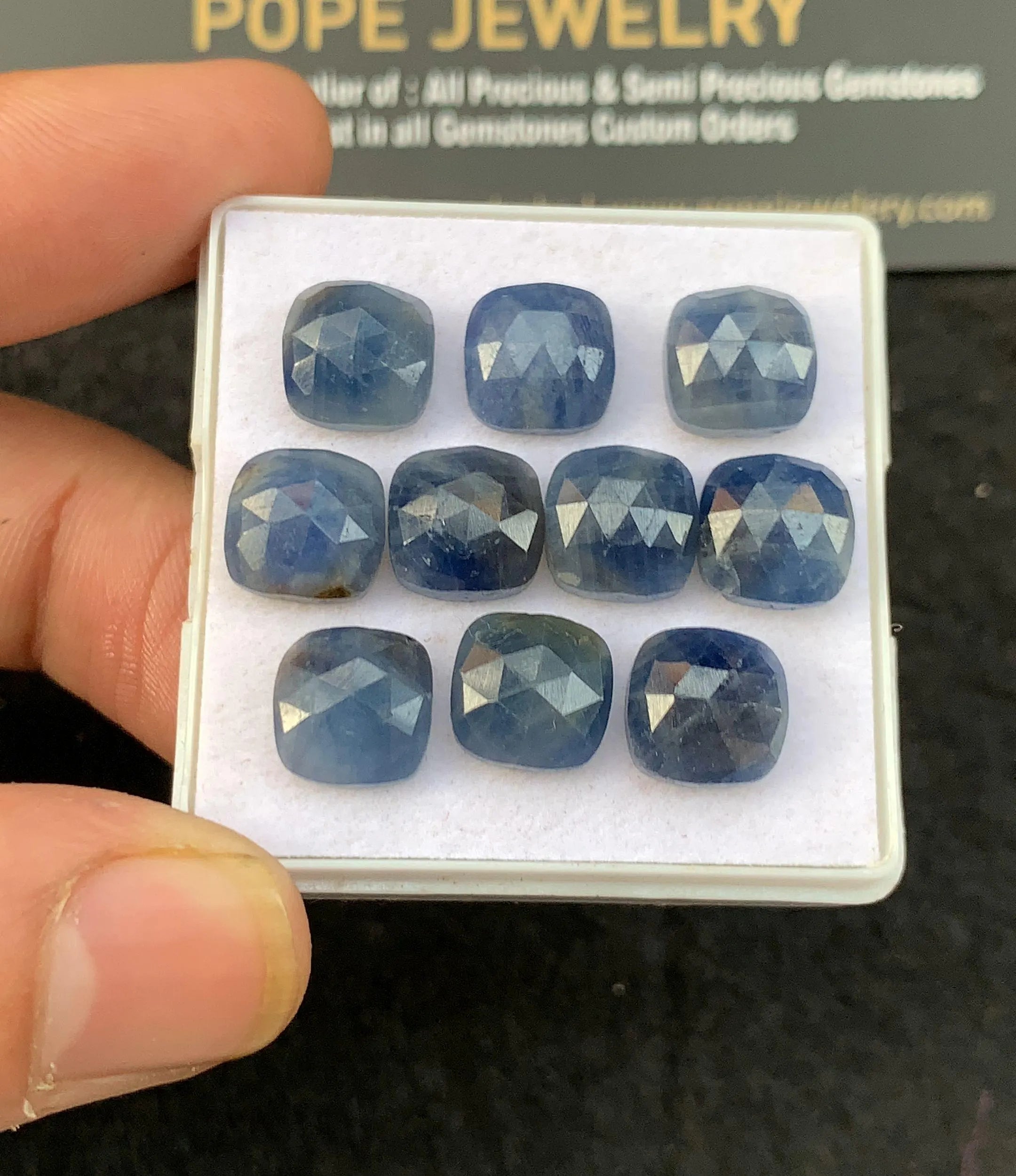 Natural Blue Sapphire Gemstone Rose Cut Cushion Shape Cabochon Loose Gemstones For Jewelry Making Wholesalegems 9 MM Size 10 Pcs SM25849