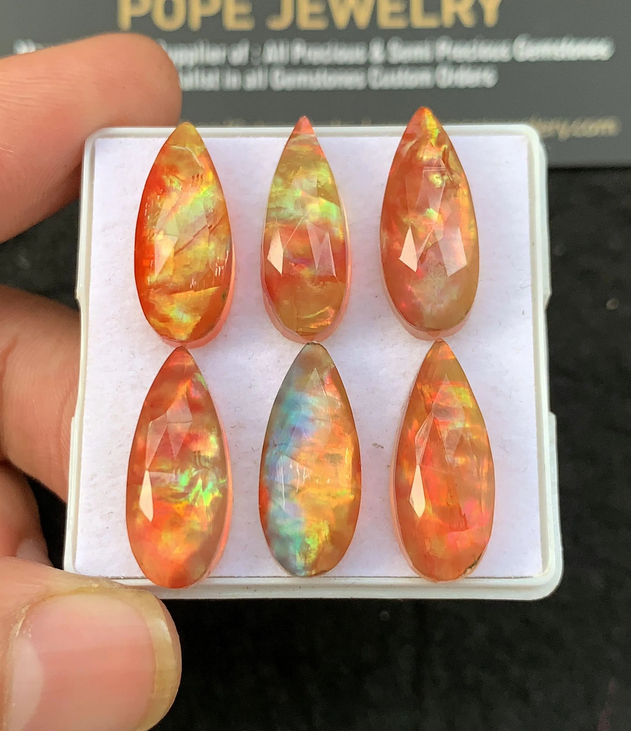 Natural Ammolite Doublet Gemstone Rose Cut Pear Shape Cabochon Loose Gemstones For Jewelry Making Wholesalegems 20x8 MM Size 6 Pcs SM25851