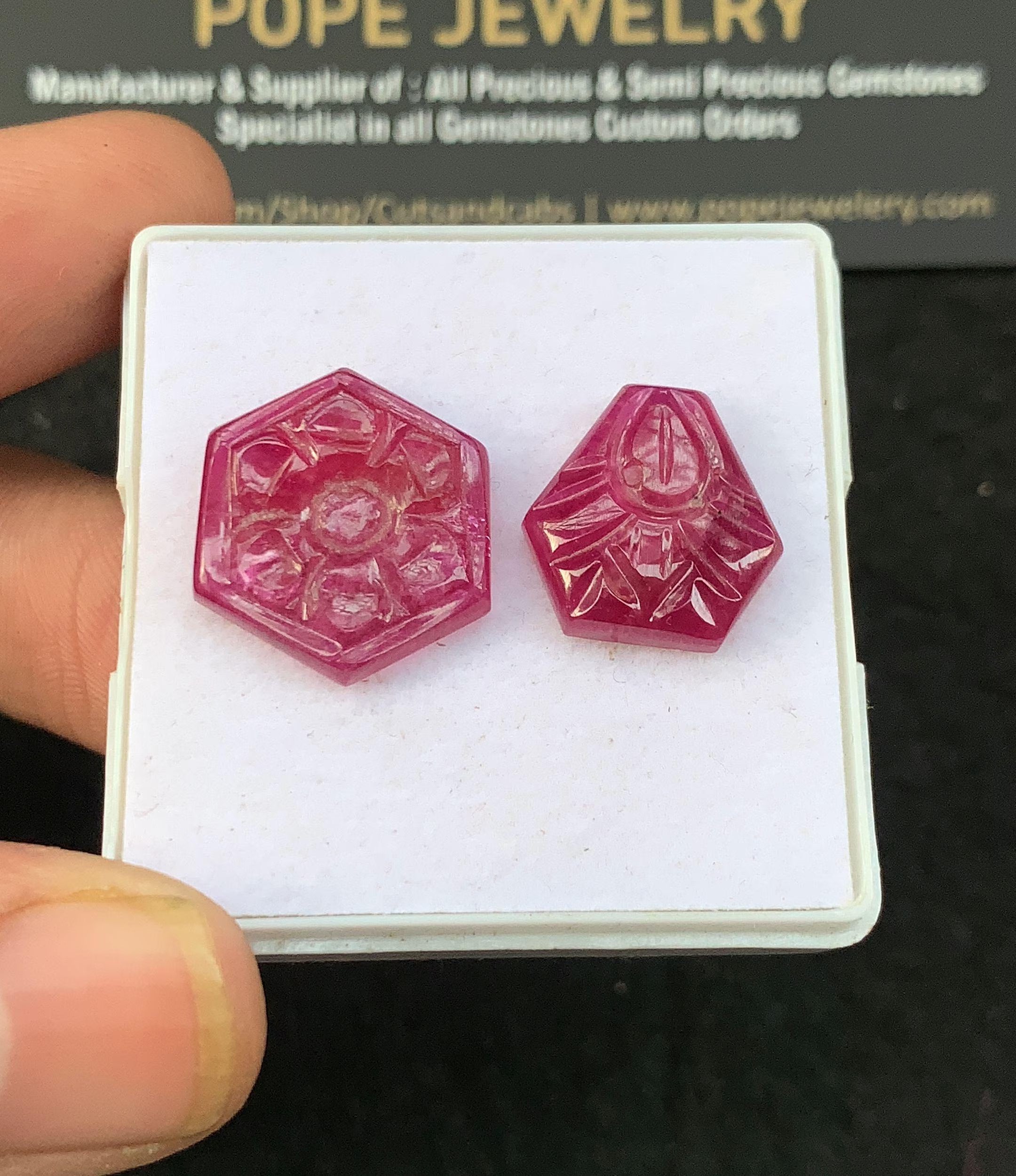 100% Natural Ruby Gemstone Hand Carved Fancy Shape Cabochon Loose Gemstones For Jewelry Making Wholesalegems 15-18 MM Size 2 Pcs SM25855