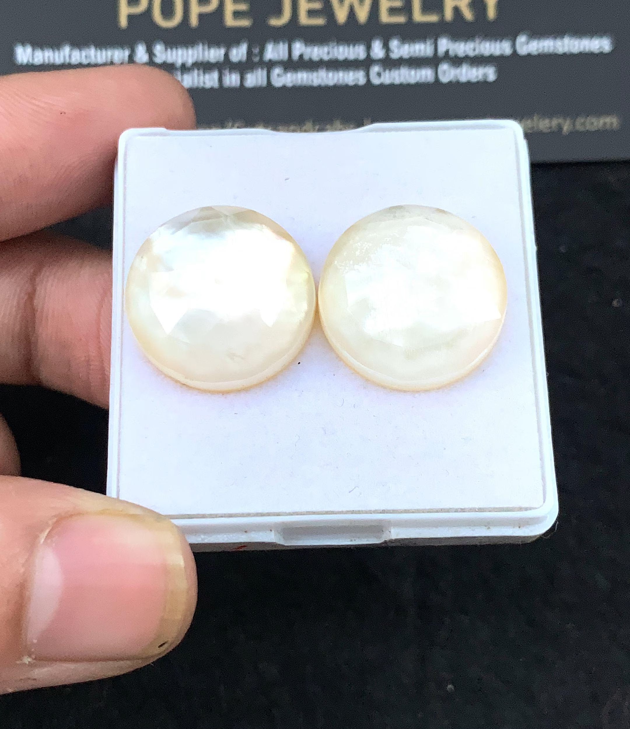 Natural Mother Of Pearl Doublet Gemstone Rose Cut Round Shape Cabochon Loose Gemstone For Jewelry Making Wholesalegems 18 MM Size 2 Pcs SM25862