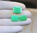 Natural Chrysoprase Gemstone Faceted Cut Rectangle High Quality Loose Gemstones For Jewelry Making Wholesalegems 14-16 MM Size 3 Pcs SM25916