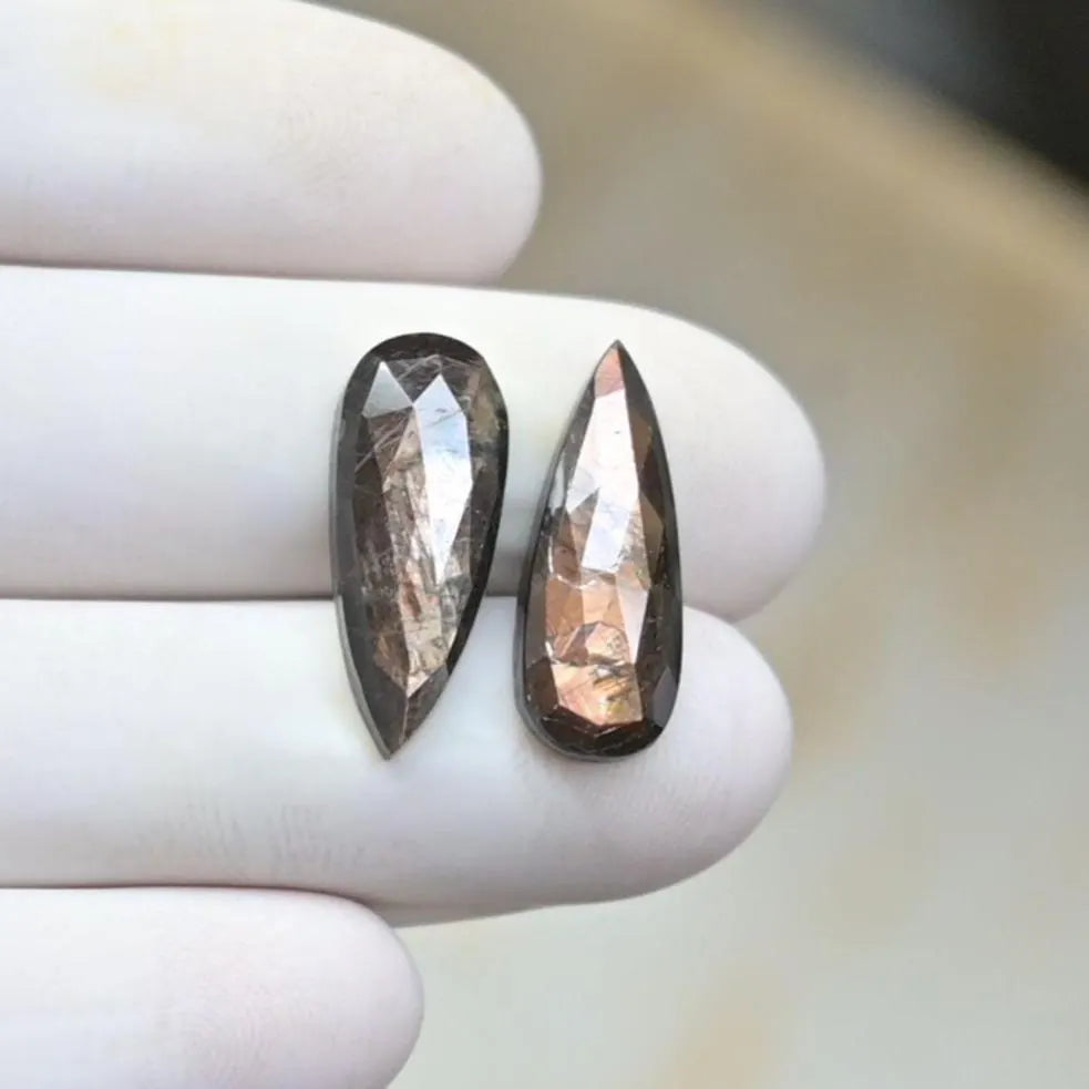 Natural Golden Sapphire Gemstone Rose Cut Pear Shape Cabochon Loose Gemstones For Jewelry Making Wholesalegems 12x8 MM Size 2 Pcs SM25691