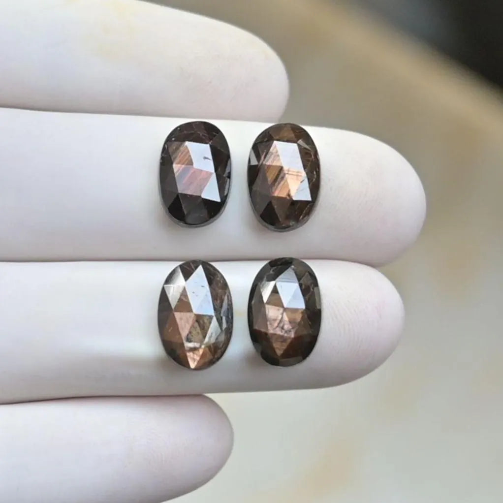 Natural Golden Sapphire Gemstone Rose Cut Oval Cabochon Loose Gemstones For Jewelry Making Wholesalegems 12x8 MM Size 4 Pcs SM25689
