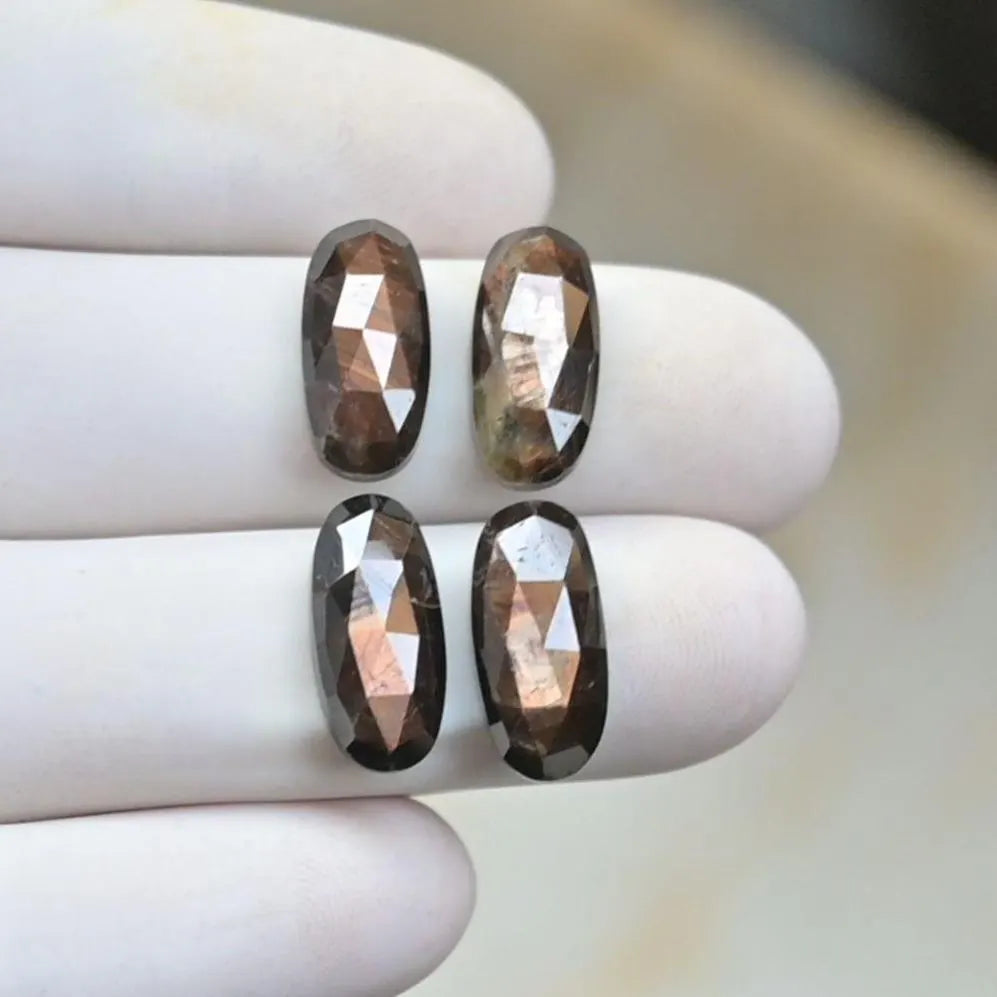 Natural Golden Sapphire Gemstone Rose Cut Oval Cabochon Loose Gemstones For Jewelry Making Wholesalegems 15x7 MM Size 4 Pcs SM25688