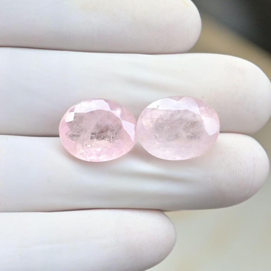 Natural Morganite Gemstone Faceted Cut Oval Shape High Quality Loose Gemstones For Jewelry Making Wholesalegems 14-15 MM Size 2 Pcs SM25684