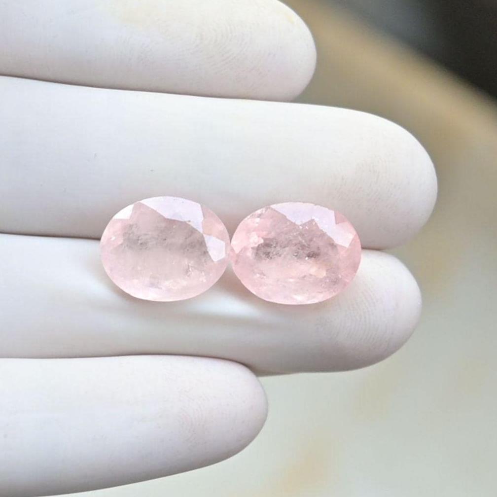 Natural Morganite Gemstone Faceted Cut Oval Shape High Quality Loose Gemstones For Jewelry Making Wholesalegems 14x11 MM Size 2 Pcs SM25683