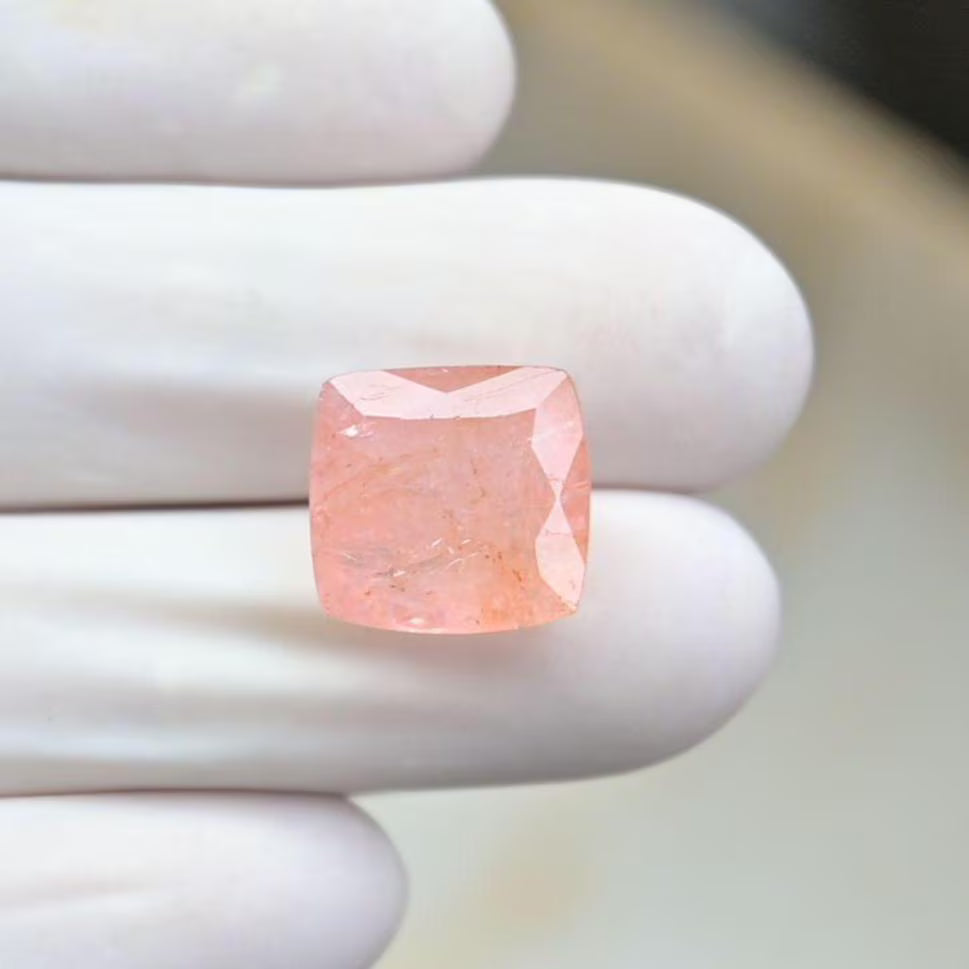 Natural Morganite Gemstone Faceted Cut Cushion Shape Loose Gemstones For Jewelry Making Wholesalegems 13x13x11 MM Size 1 Pcs SM25679