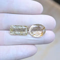 Natural Rutilated Quartz Gemstone Faceted Cut Mix Shape Loose Gemstones For Jewelry Making Wholesalegems 15-17 MM Size 2 Pcs SM25674