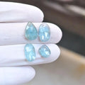 Natural Aqua Kyanite Gemstone Rose Cut Mix Cabochon High Quality Loose Gemstone For Jewelry Making Wholesalegems 9-14 MM Size 4 Pcs SM25878