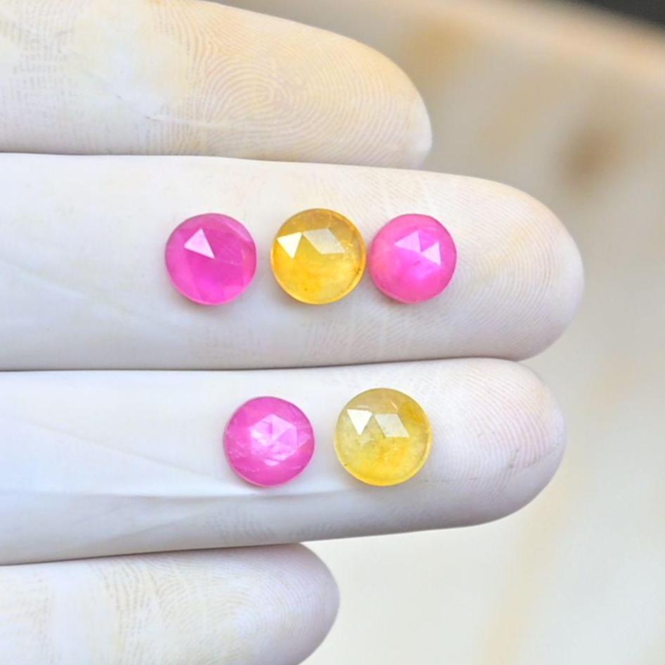 Thailand Multi Sapphire Gemstone Rose Cut Round Cabochon High Quality Loose Gemstone For Jewelry Making 7-8 MM 5 Pcs Jewelry Supply SM25870