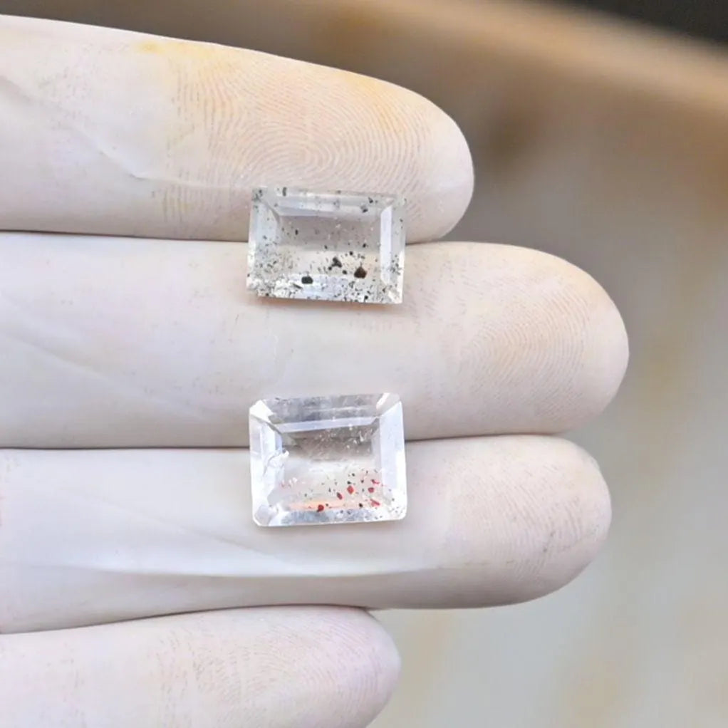 Natural Super Seven Gemstone Faceted Cut Rectangle Shape Loose Gemstones For Jewelry Making Wholesalegems 11-12 MM Size 2 Pcs SM25864