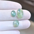 Natural Mint Kyanite Gemstone Rose Cut Oval Shape Cabochon Loose Gemstones For Jewelry Making Wholesalegems 10-18 MM Size 3 Pcs SM25882