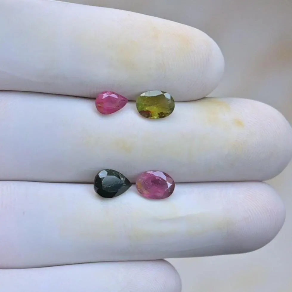 Natural Tourmaline Gemstone Faceted Cut Mix Shape High Quality Loose Gemstone For Jewelry Making Wholesalegems 6-7 MM Size 4 Pcs SM25618
