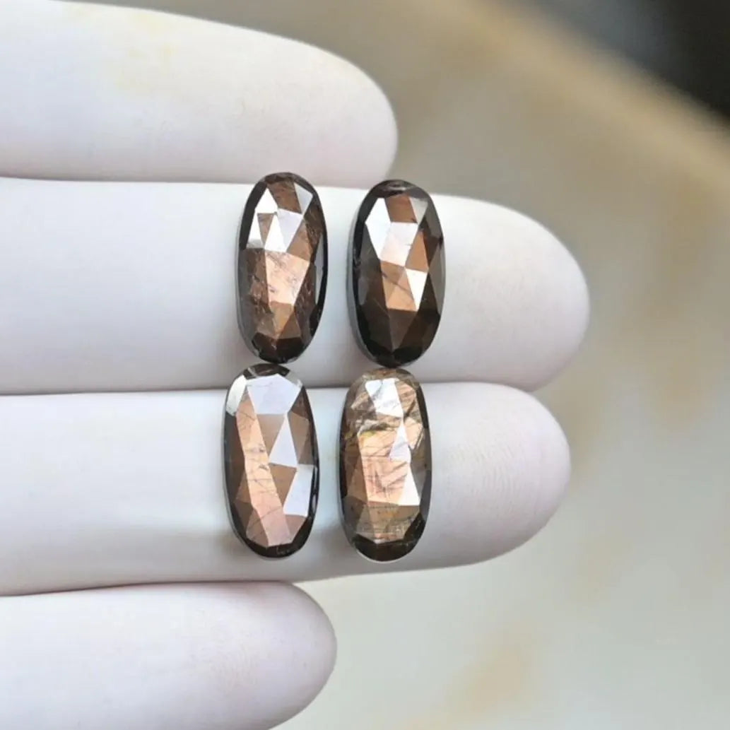 Natural Golden Sapphire Gemstone Rose Cut Oval Cabochon Loose Gemstones For Jewelry Making Wholesalegems 15x7 MM Size 4 Pcs SM25687