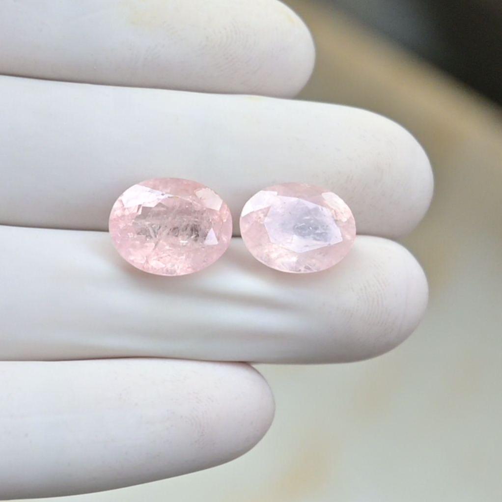 Natural Morganite Gemstone Faceted Cut Oval Shape High Quality Loose Gemstones For Jewelry Making Wholesalegems 13-14 MM Size 2 Pcs SM25682