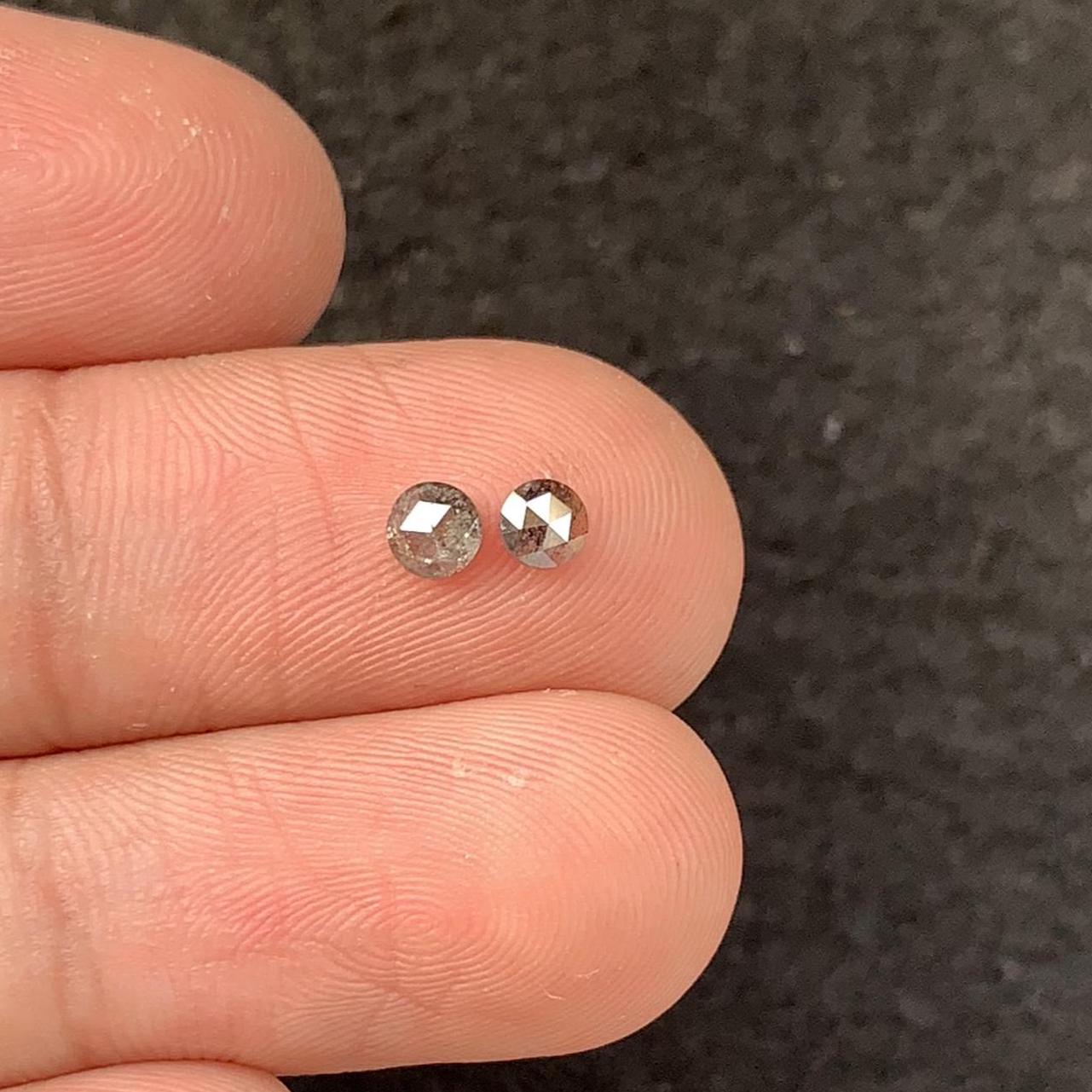 Natural Salt & Paper Diamond Gemstone Salt Paper Diamond Rose Cut Round Shape 3-4 MM 2 Pcs High Quality Loose Gemstone Wholesalegems SM23918