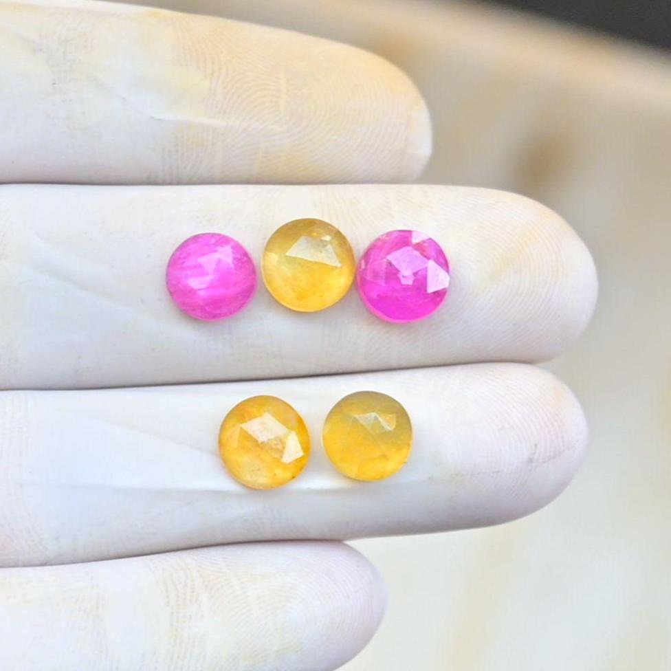 Thailand Multi Sapphire Gemstone Rose Cut Round Cabochon High Quality Loose Gemstone For Jewelry Making 8 MM 5 Pcs Jewelry Supply SM25871