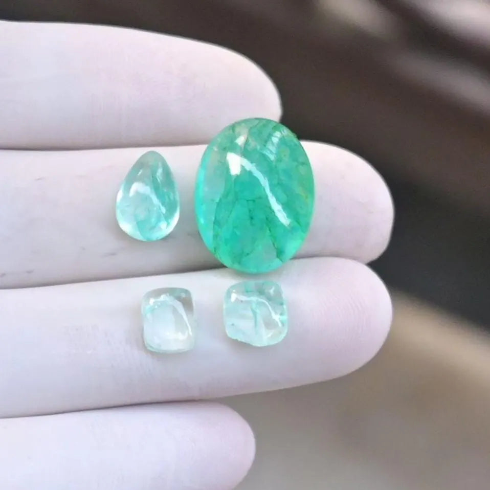 100% Natural Beryl Gemstone Smooth Mix Shape Cabochon Loose Gemstones For Jewelry Making Wholesalegems 17-18 MM Size 4 Pcs SM25884