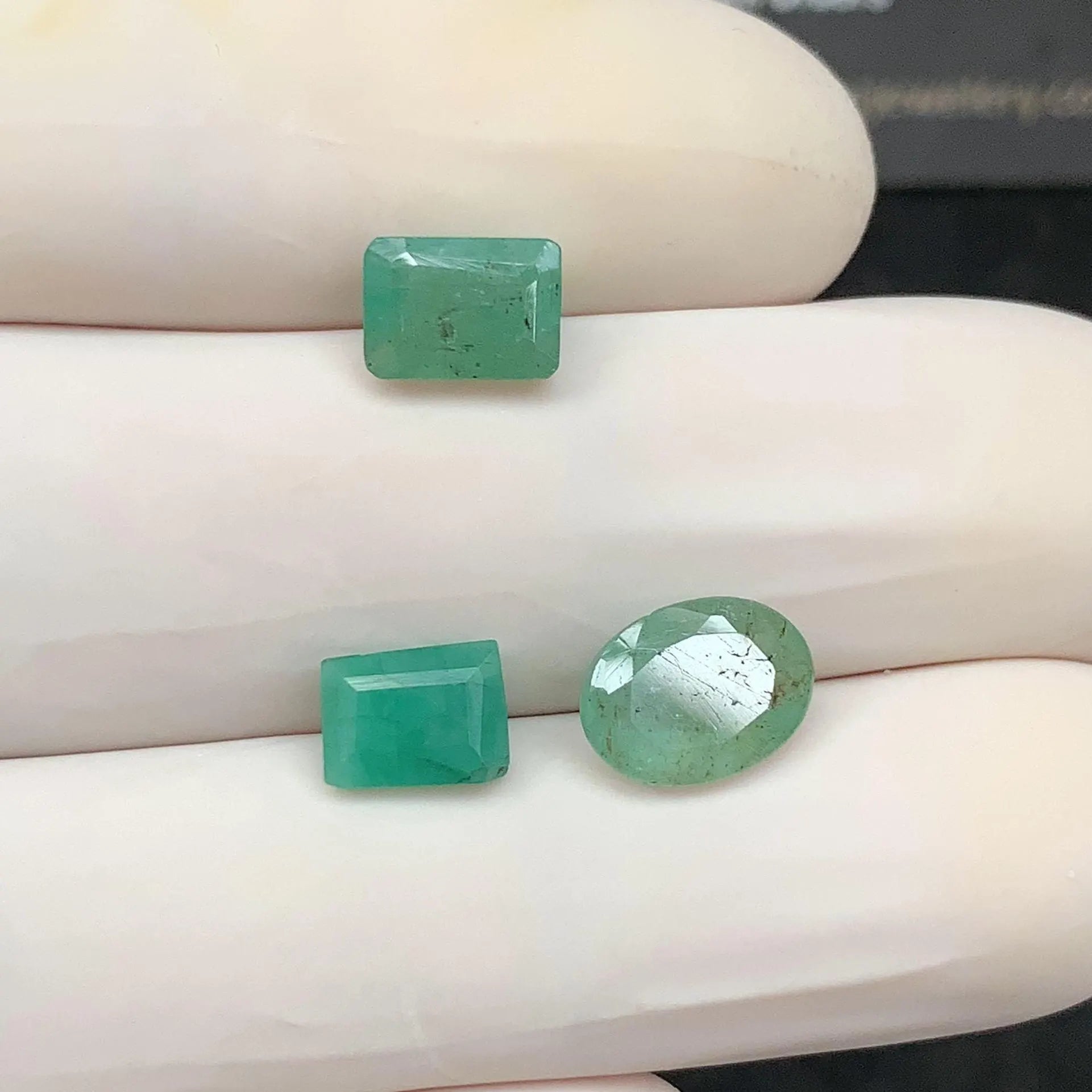 Natural Emerald Gemstone Faceted Cut Mix Shape High Quality Loose Gemstones For Jewelry Making Wholesalegems 7-9 MM Size 3 Pcs SM24761