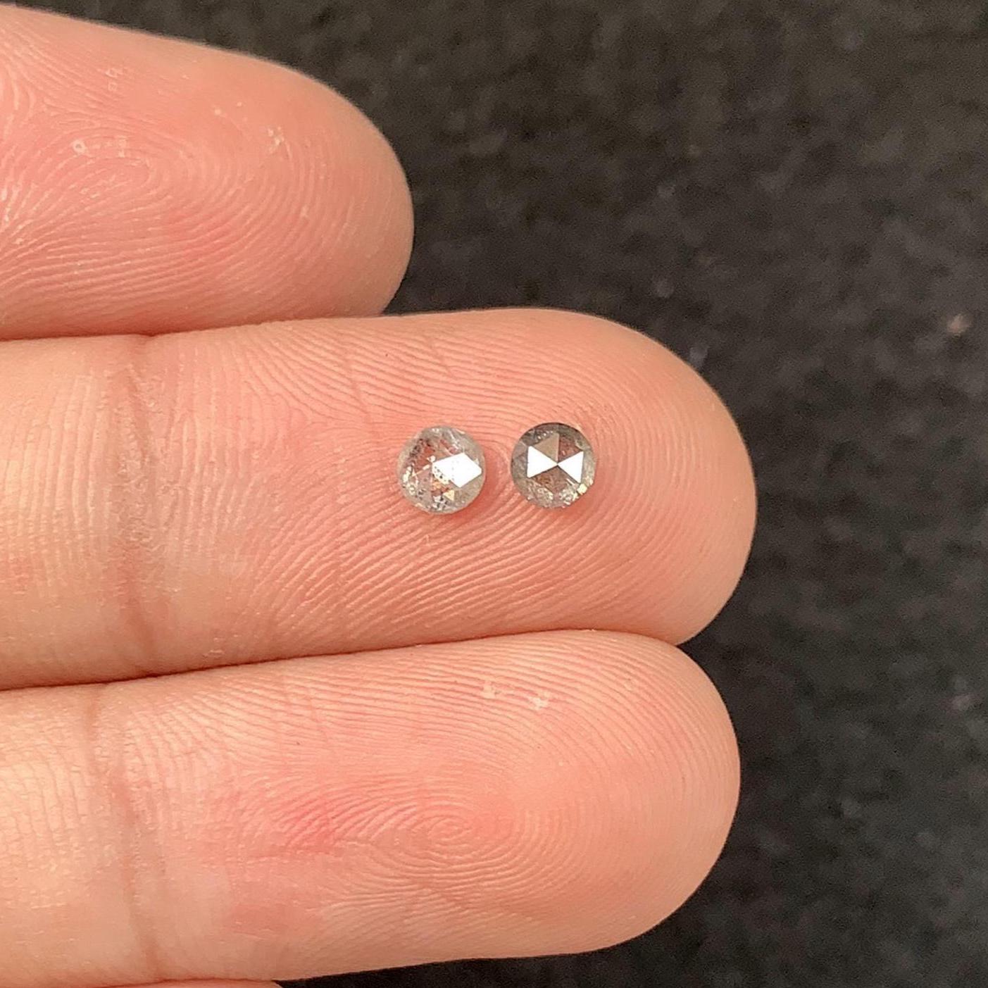 Natural Salt & Paper Diamond Gemstone Salt Paper Diamond Rose Cut Round Shape 4 MM 2 Pcs High Quality Loose Gemstone Wholesalegems SM23937