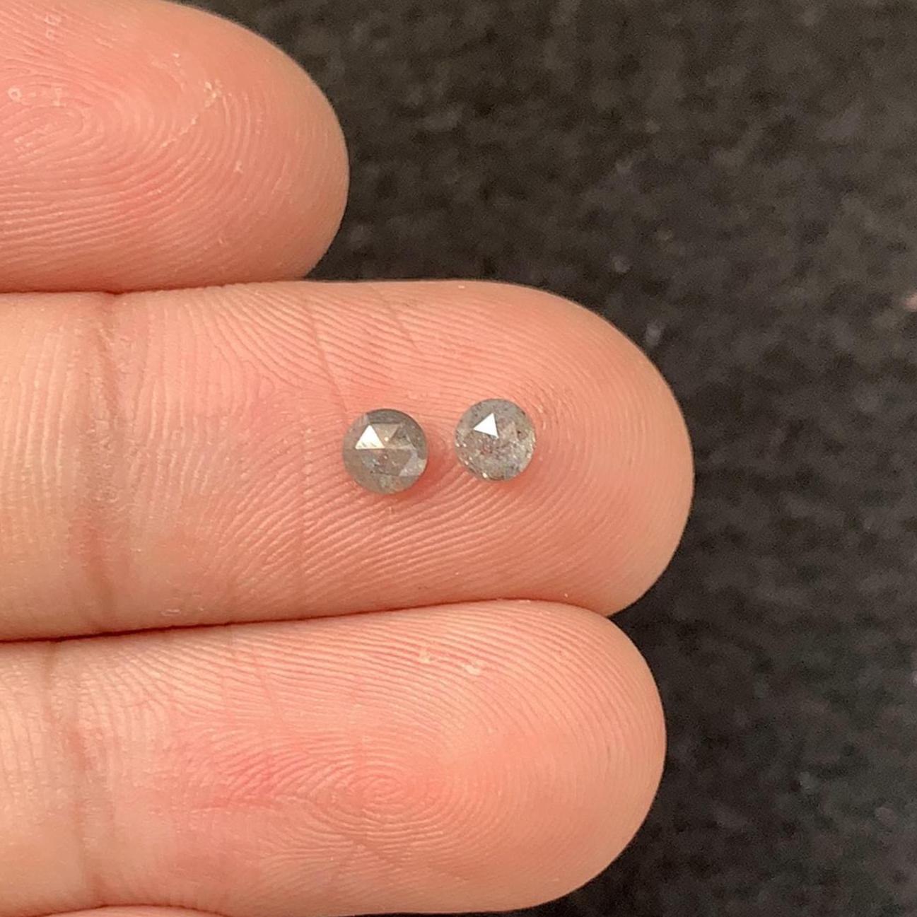 Natural Salt & Paper Diamond Gemstone Salt Paper Diamond Rose Cut Round Shape 4 MM 2 Pcs High Quality Loose Gemstone Wholesalegems SM23930