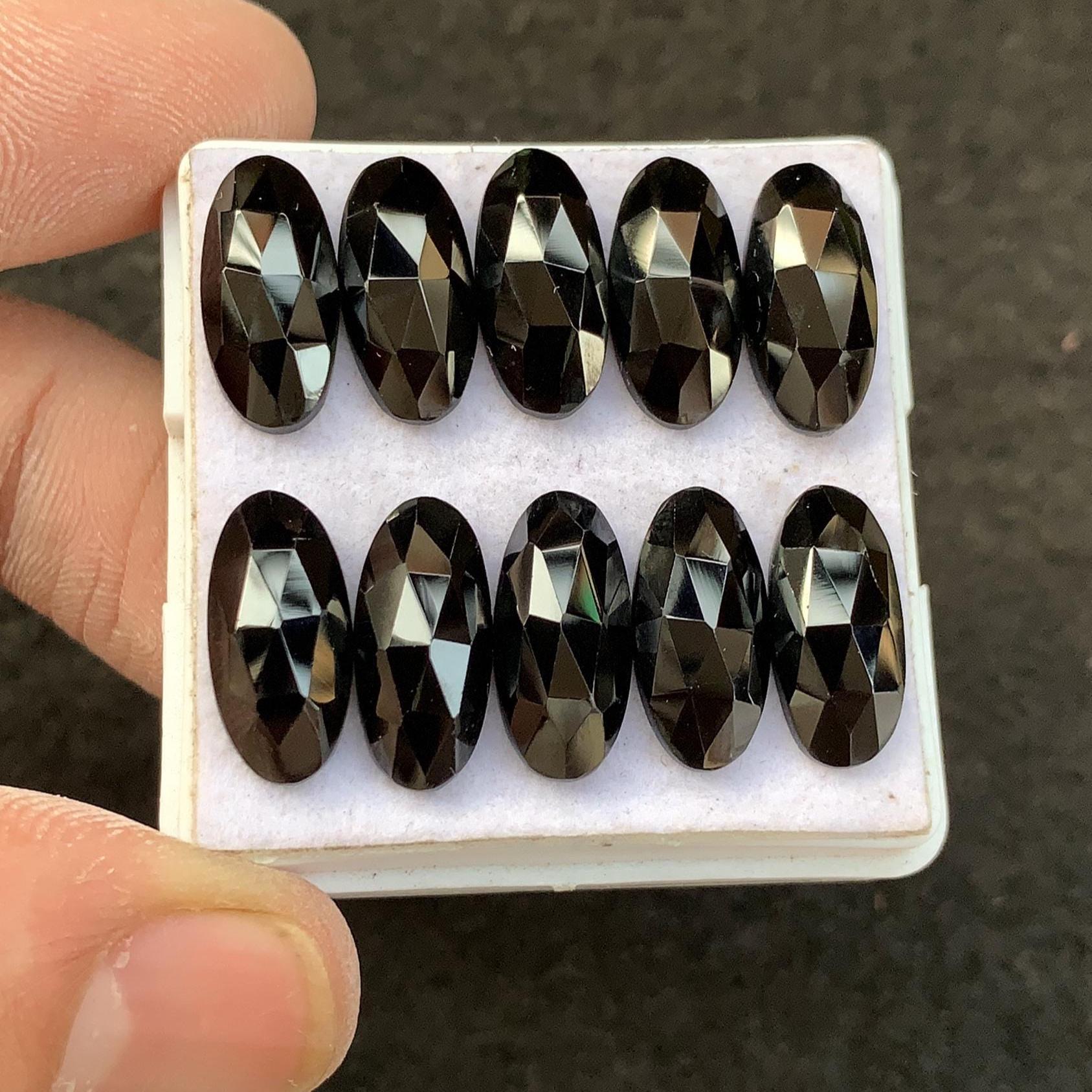 Black Spinel Gemstone Black Spinel Rose Cut Cabochon Black Spinel Oval Shape 15x7 MM 10 Pcs High Quality Wholesalegems SM23909