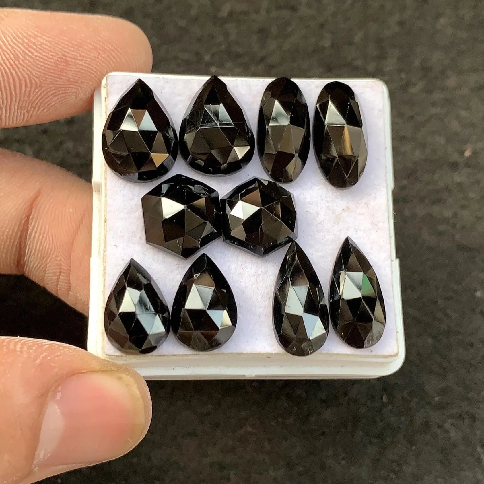 Black Spinel Gemstone Black Spinel Rose Cut Cabochon Black Spinel Mix Shape 10-15 MM 5 Pair High Quality Wholesalegems SM23907
