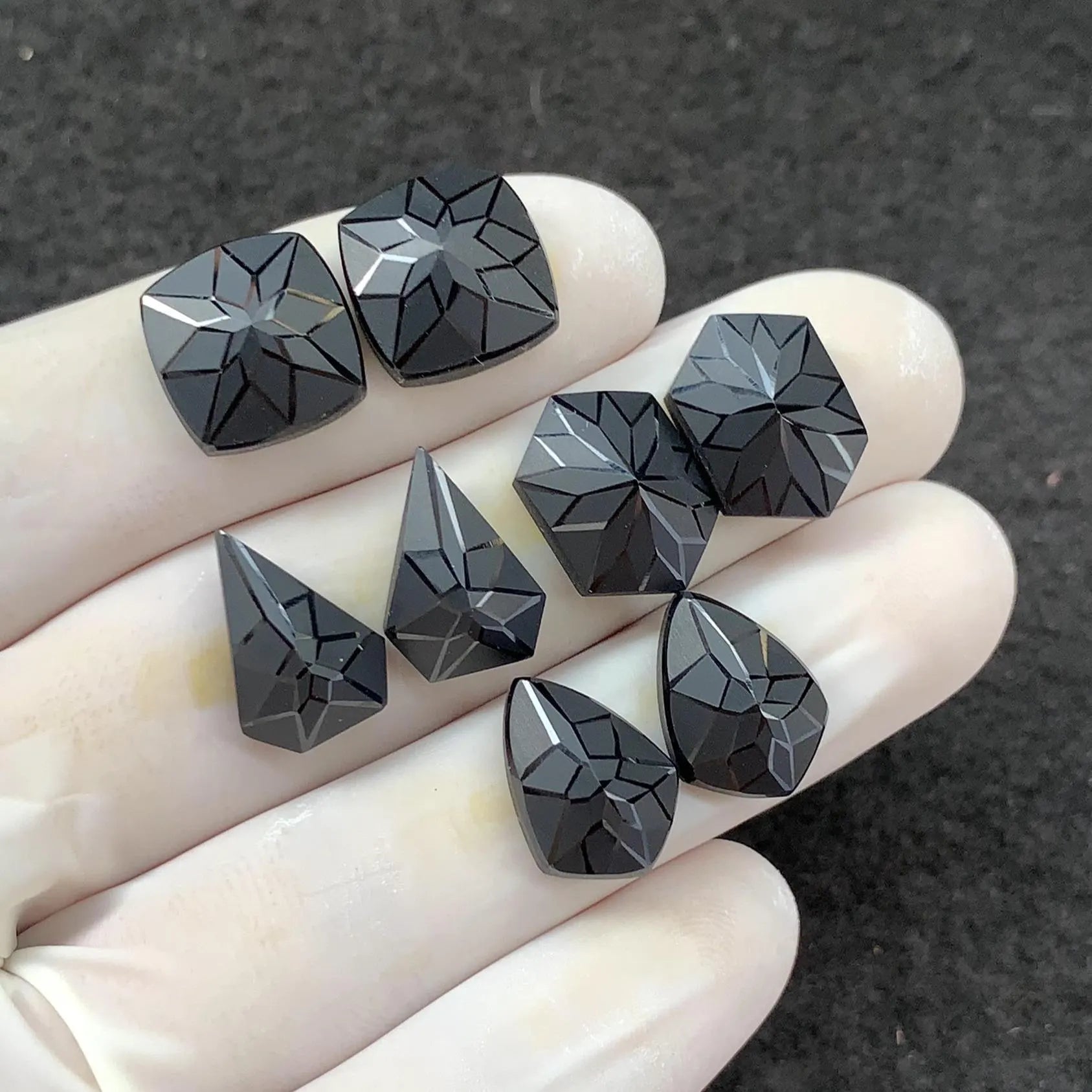 Black Spinel Gemstone Natural Black Spinel Precision Cut Pair Mix Shape Gemstone 12-14 MM 4 Pair High Quality Wholesalegems SM23893