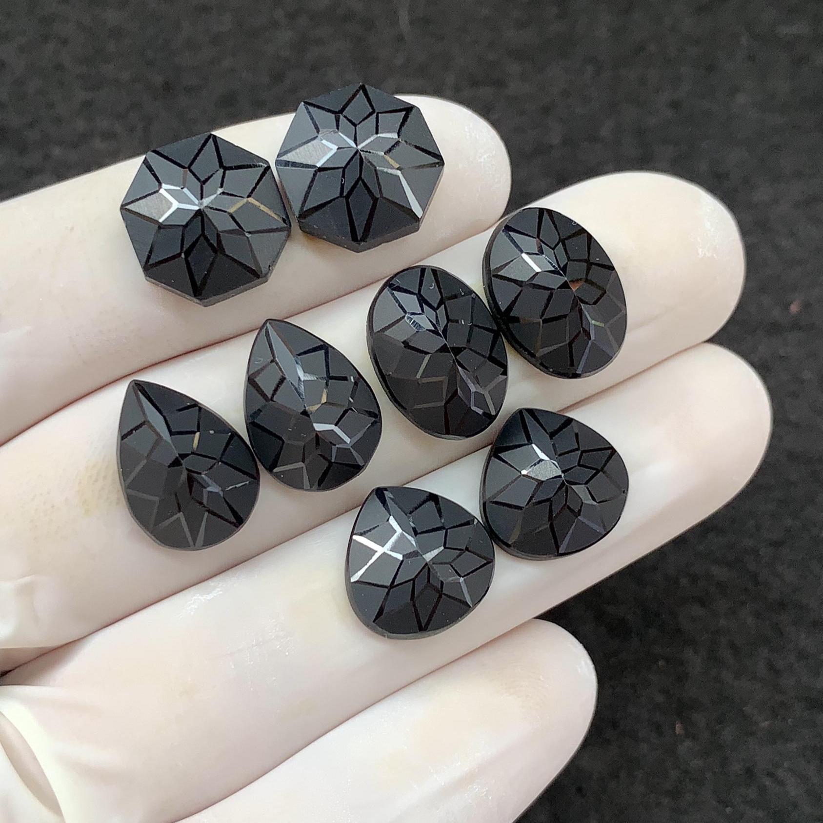 Black Spinel Gemstone Natural Black Spinel Precision Cut Pair Mix Shape Gemstone 12-14 MM 4 Pair High Quality Wholesalegems SM23892