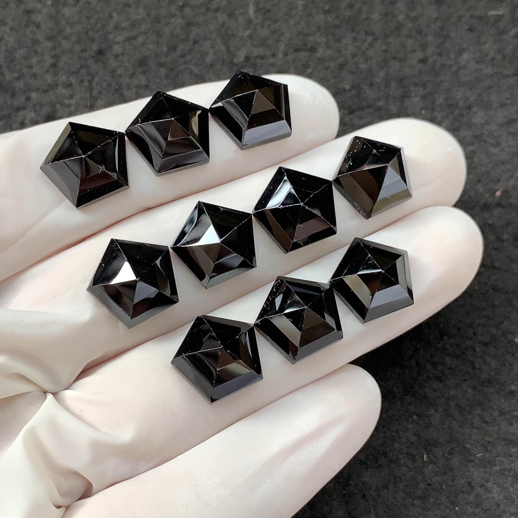 Black Spinel Gemstone Natural Black Spinel Step Cut Hexagon Shape Gemstone 12 MM 10 Pcs High Quality Wholesalegems SM23889