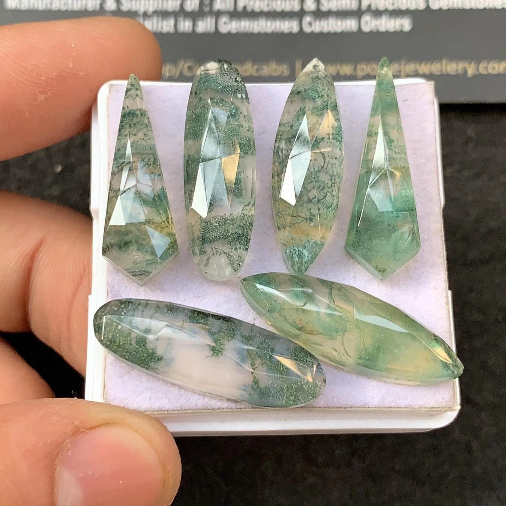 Natural Moss Agate & Himalayan Crystal Doublet Rose Cut Mix Shape High Quality Loose Gemstone For Jewelry Making 25-26 MM Size 6 Pcs SM23337