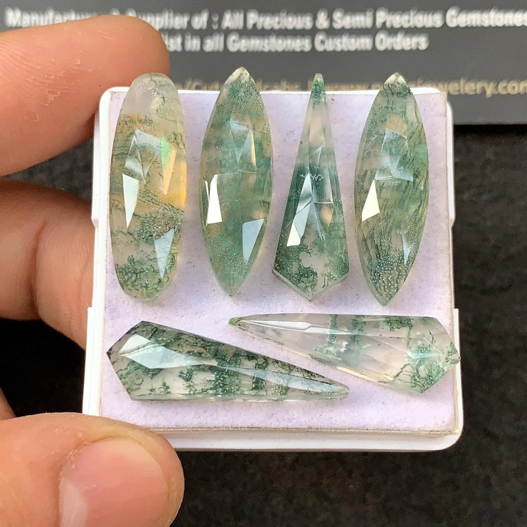 Natural Moss Agate & Himalayan Crystal Doublet Rose Cut Mix Shape High Quality Loose Gemstone For Jewelry Making 25-26 MM Size 6 Pcs SM23336