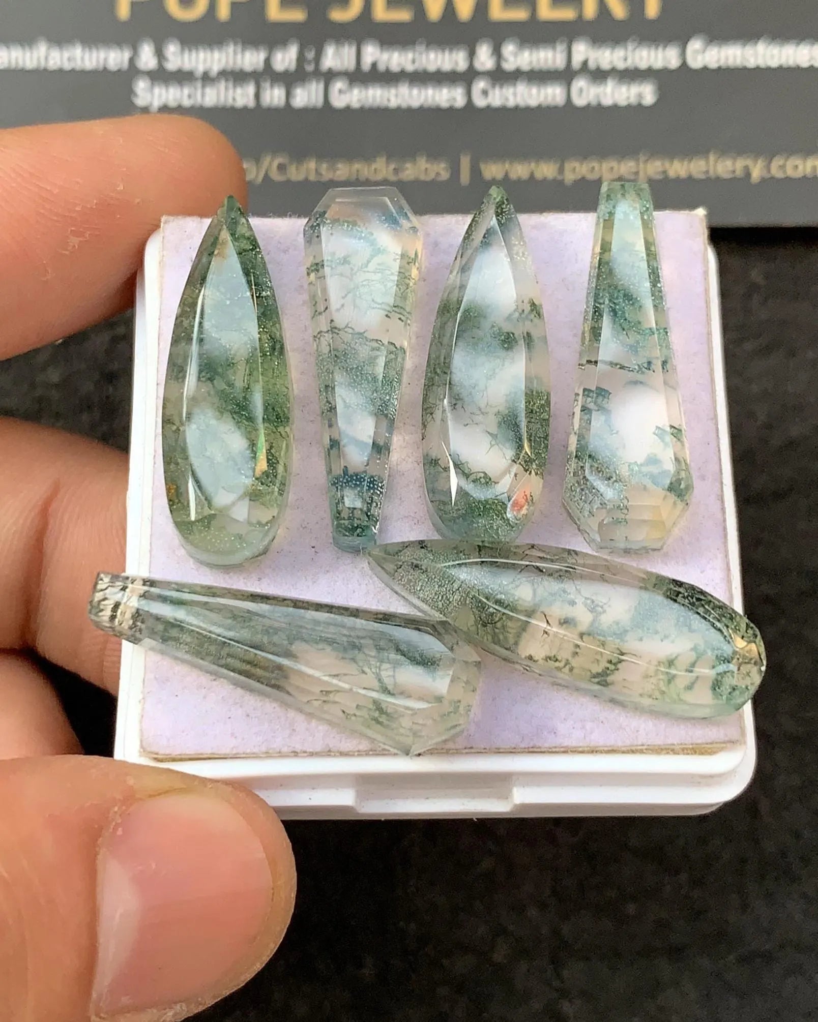 Natural Moss Agate & Himalayan Crystal Doublet Step Cut Mix Shape High Quality Loose Gemstone For Jewelry Making 25-26 MM Size 6 Pcs SM23335