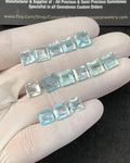 Natural Aquamarine Gemstone Faceted Cut Cushion Shape High Quality Loose Gemstones For Jewelry Making 6-8 MM Size 14 Pcs SM23332