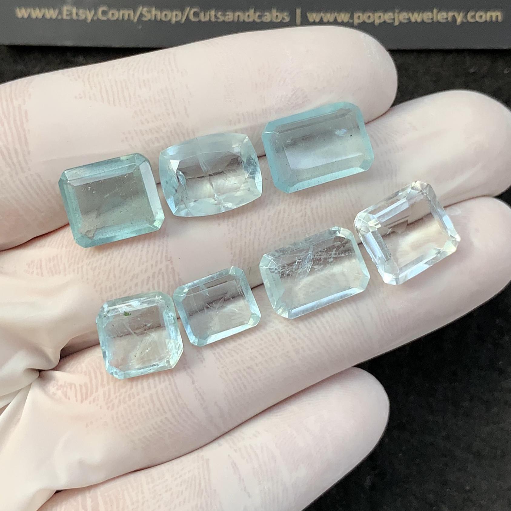 Natural Aquamarine Faceted Cut Mix Shape High Quality Loose Gemstones For Jewelry Making 10-14 MM Size 7 Pcs SM23329 (Copy)