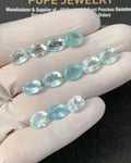 Natural Aquamarine Faceted Cut Oval Shape High Quality Loose Gemstones For Jewelry Making 9-10 MM Size 12 Pcs SM23323