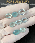 Natural Aquamarine Faceted Cut Oval Shape High Quality Loose Gemstones For Jewelry Making 11-13 MM Size 8 Pcs SM23322