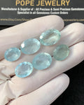 Natural Aquamarine Faceted Cut Oval Shape High Quality Loose Gemstones For Jewelry Making 12-16 MM Size 6 Pcs SM23321