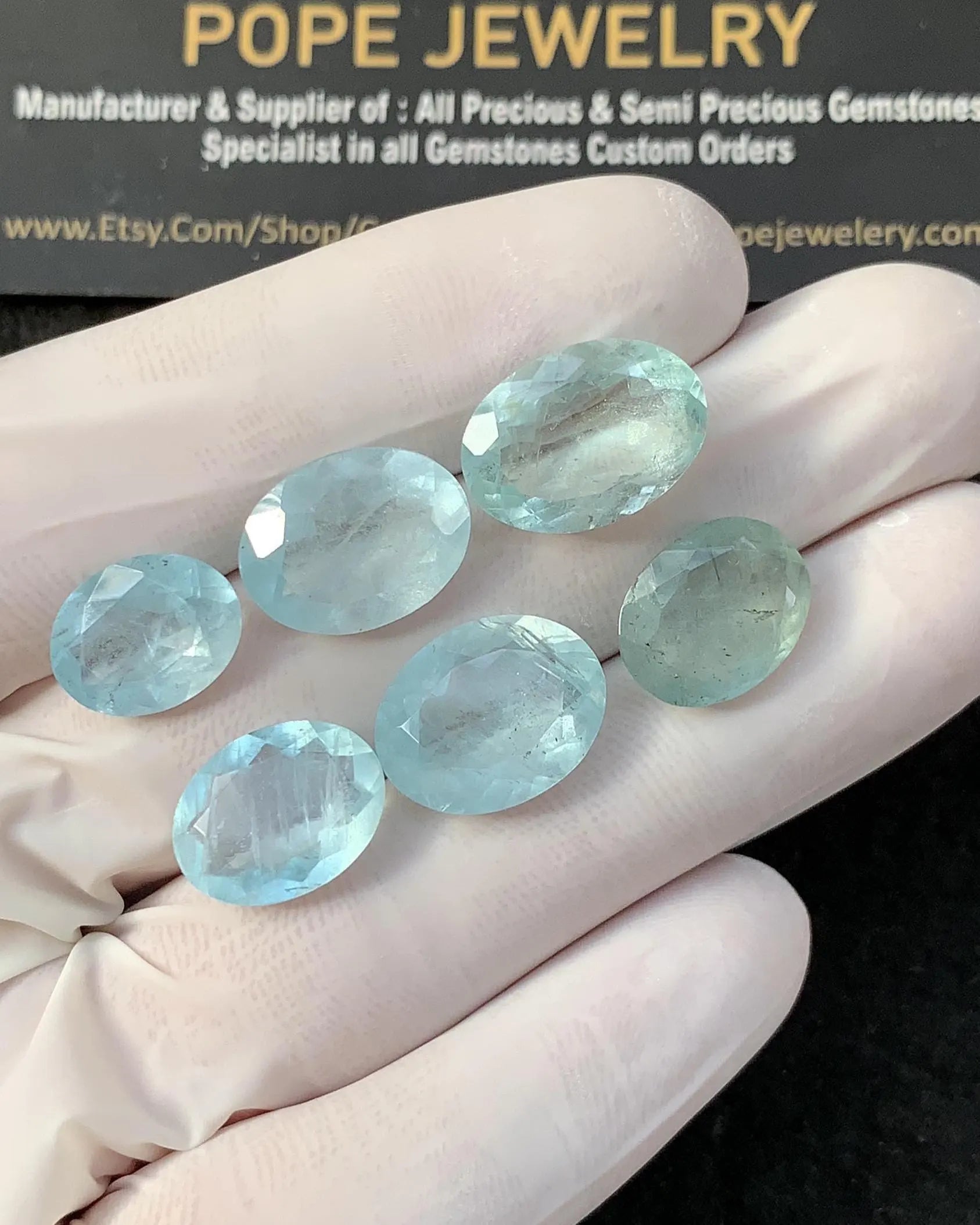 Natural Aquamarine Faceted Cut Oval Shape High Quality Loose Gemstones For Jewelry Making 12-16 MM Size 6 Pcs SM23321