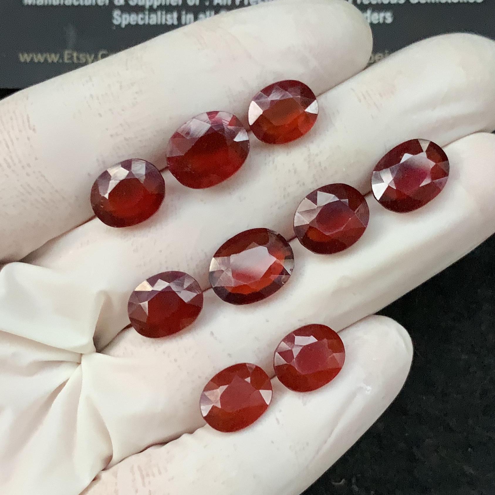 Natural Hessonite Garnet Faceted Cut Oval Gemstone Garnet Loose Gemstones Jewelry Supply Wholesalegems 9-12 MM Size 9 Pcs SM23295