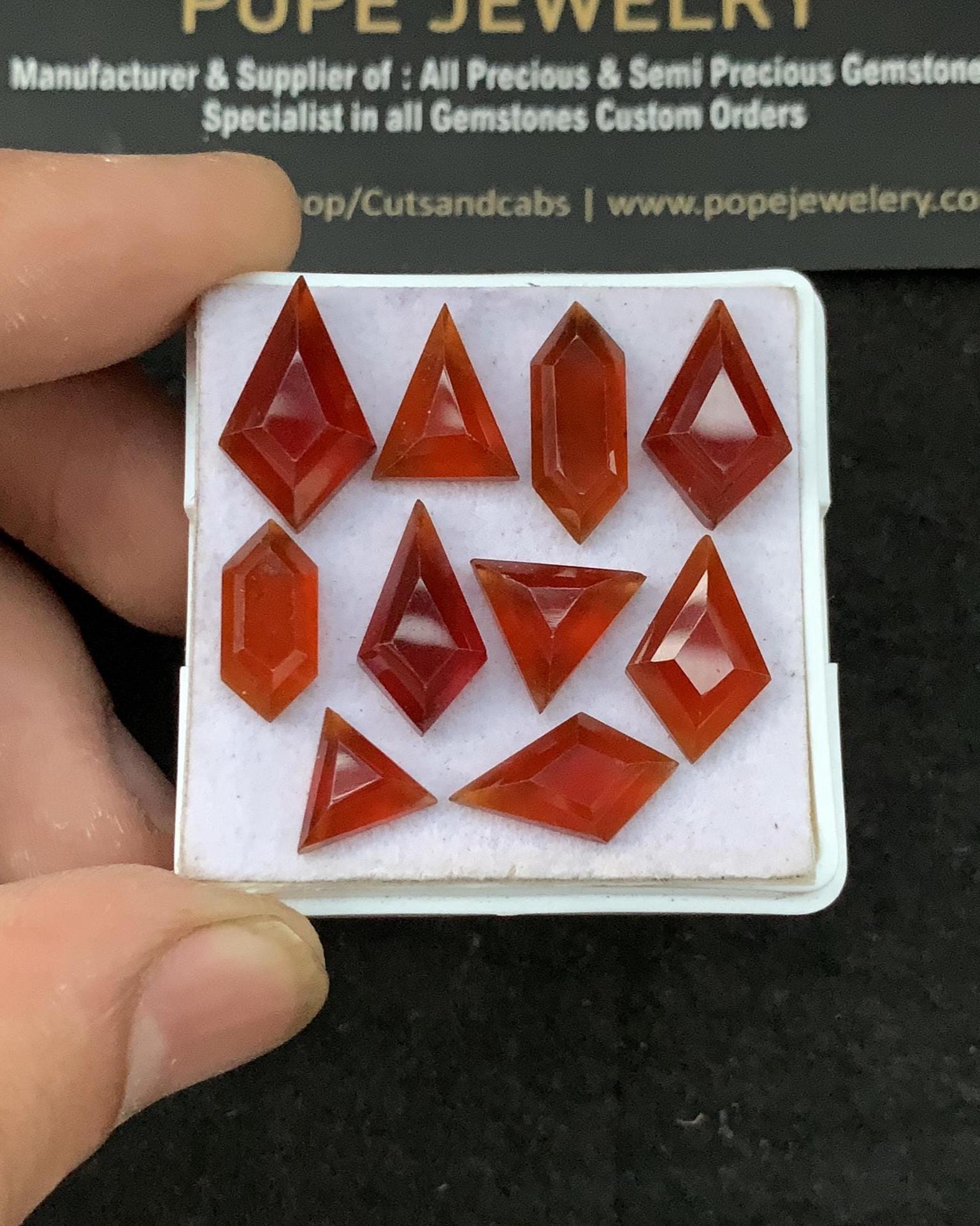 Natural Hessonite Garnet Step Cut Mix Shape Cabochons Garnet Loose Gemstones Jewelry Supply Wholesalegems 8-16 MM Size 10 Pcs SM23294